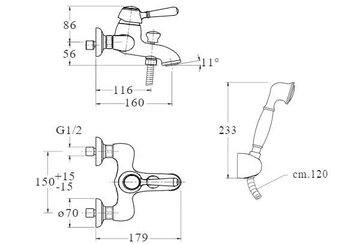 ART ELITE CRIAE100 - Wall-mounted bathtub mixer with hand shower by CRISTINA Rubinetterie - view 3